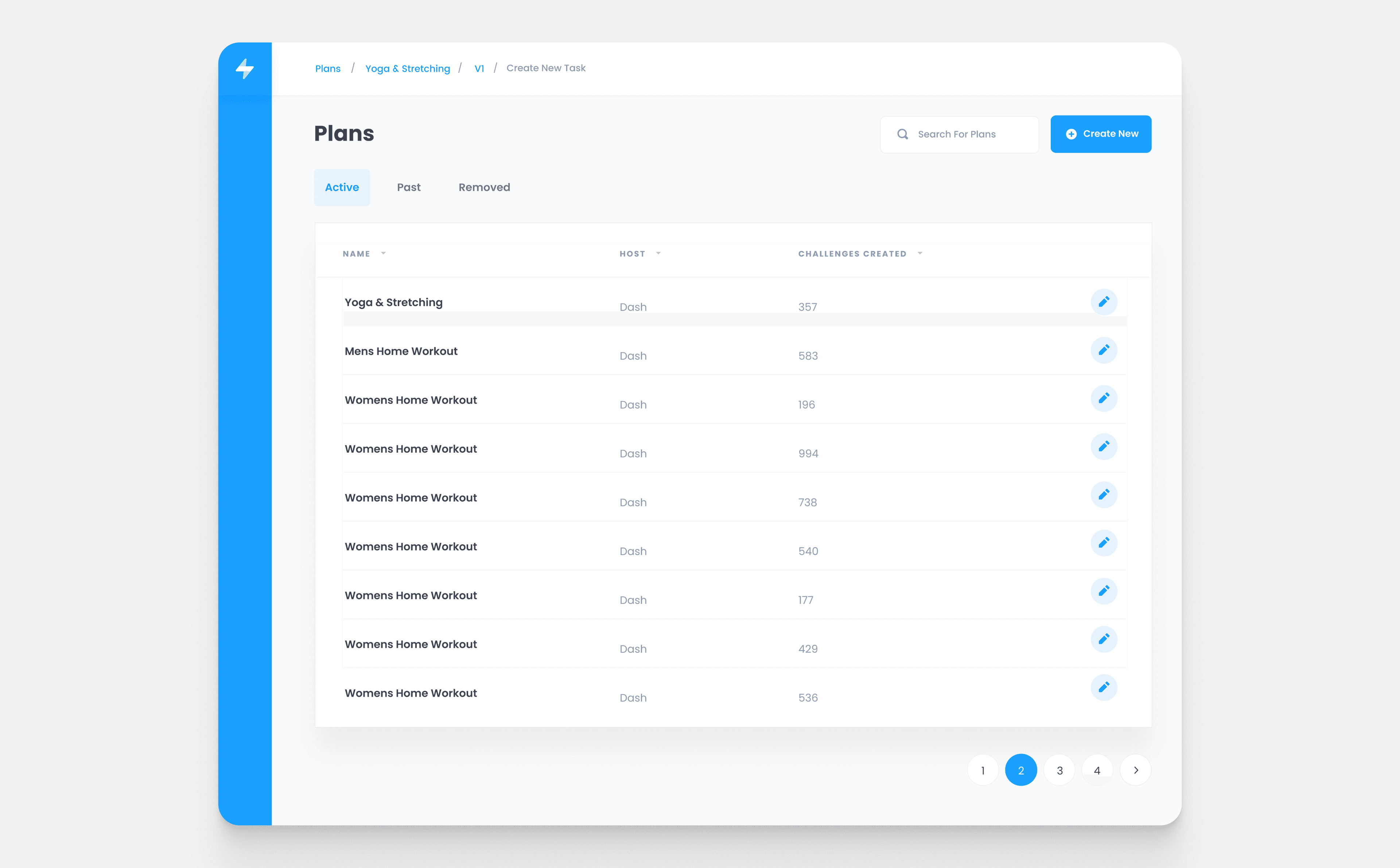 Dash admin backend screen