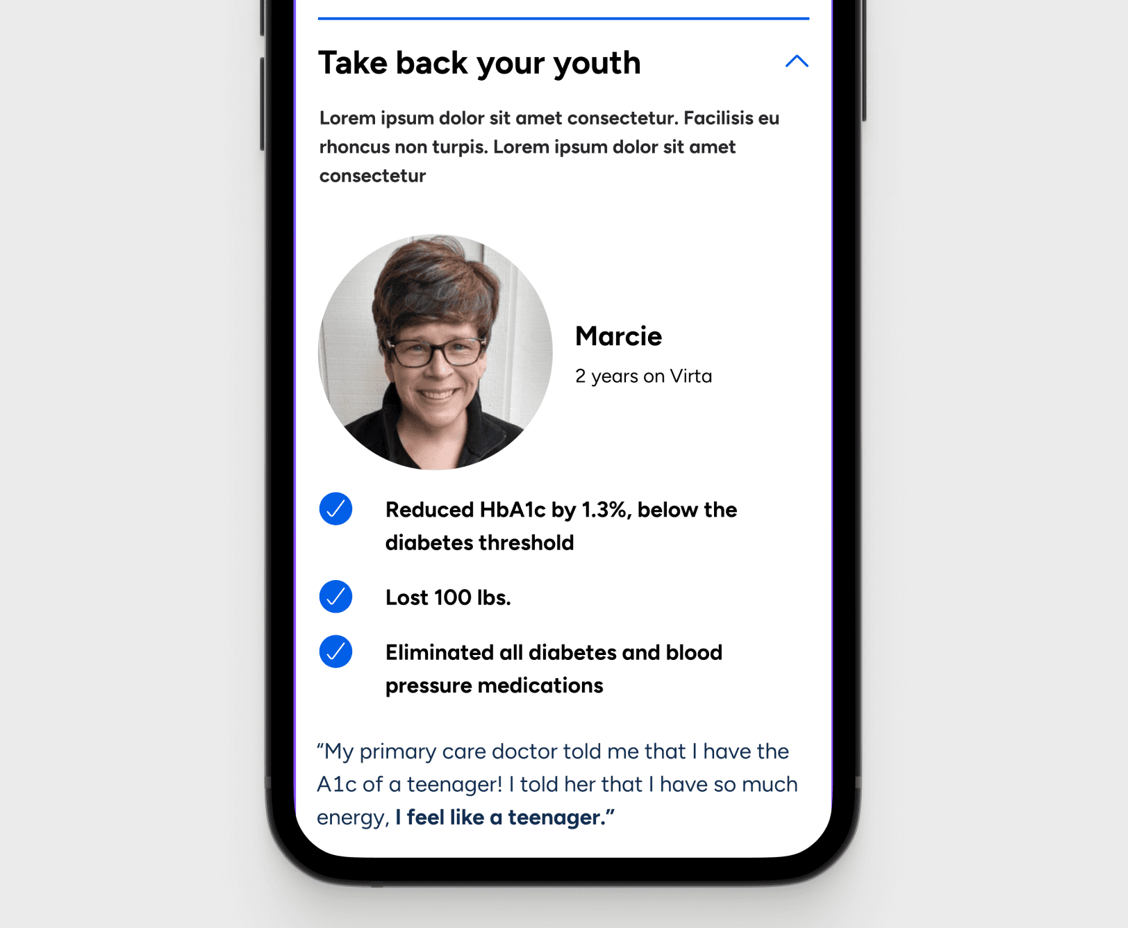 Virta Health mobile screen