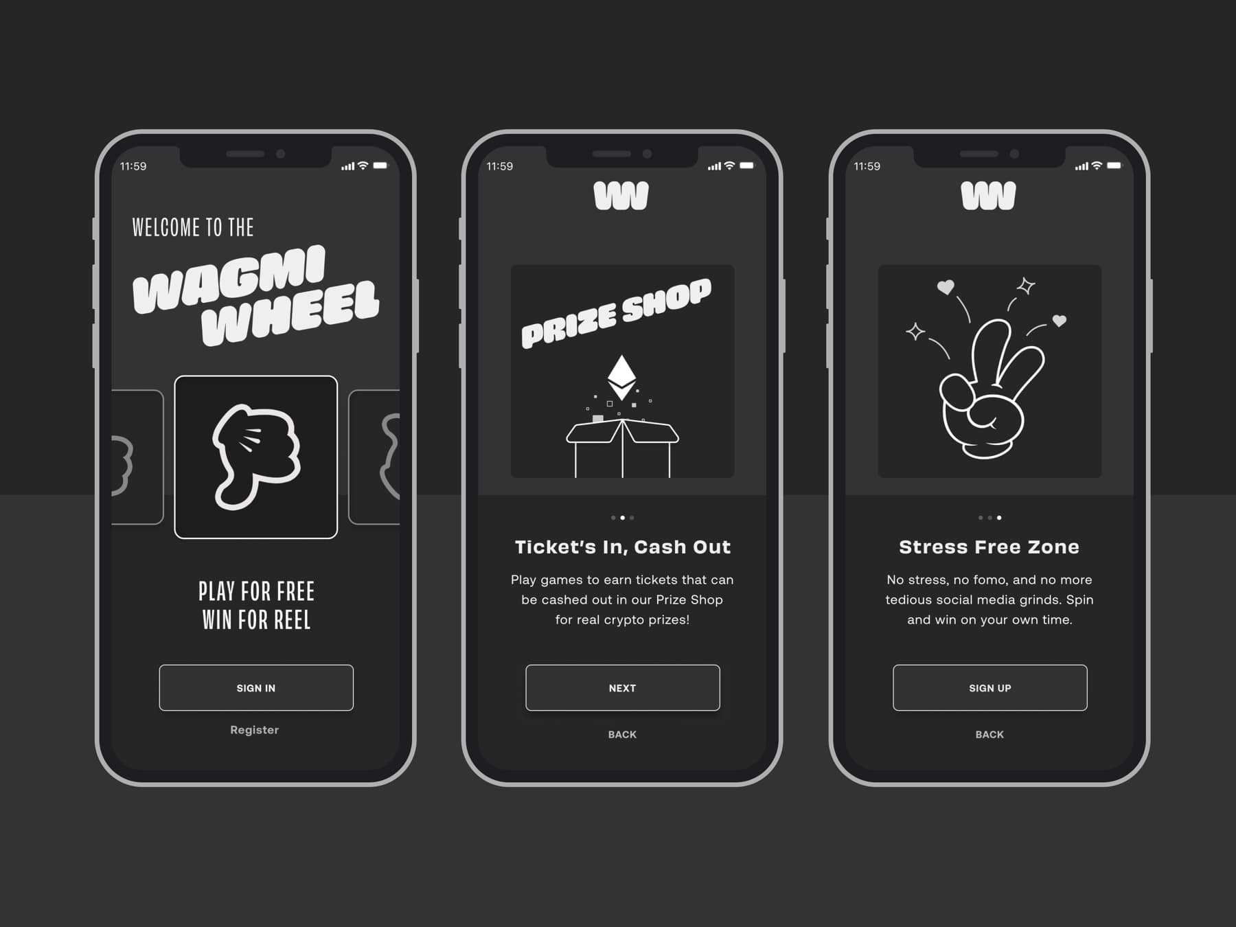 Wagmi Wheel app interface