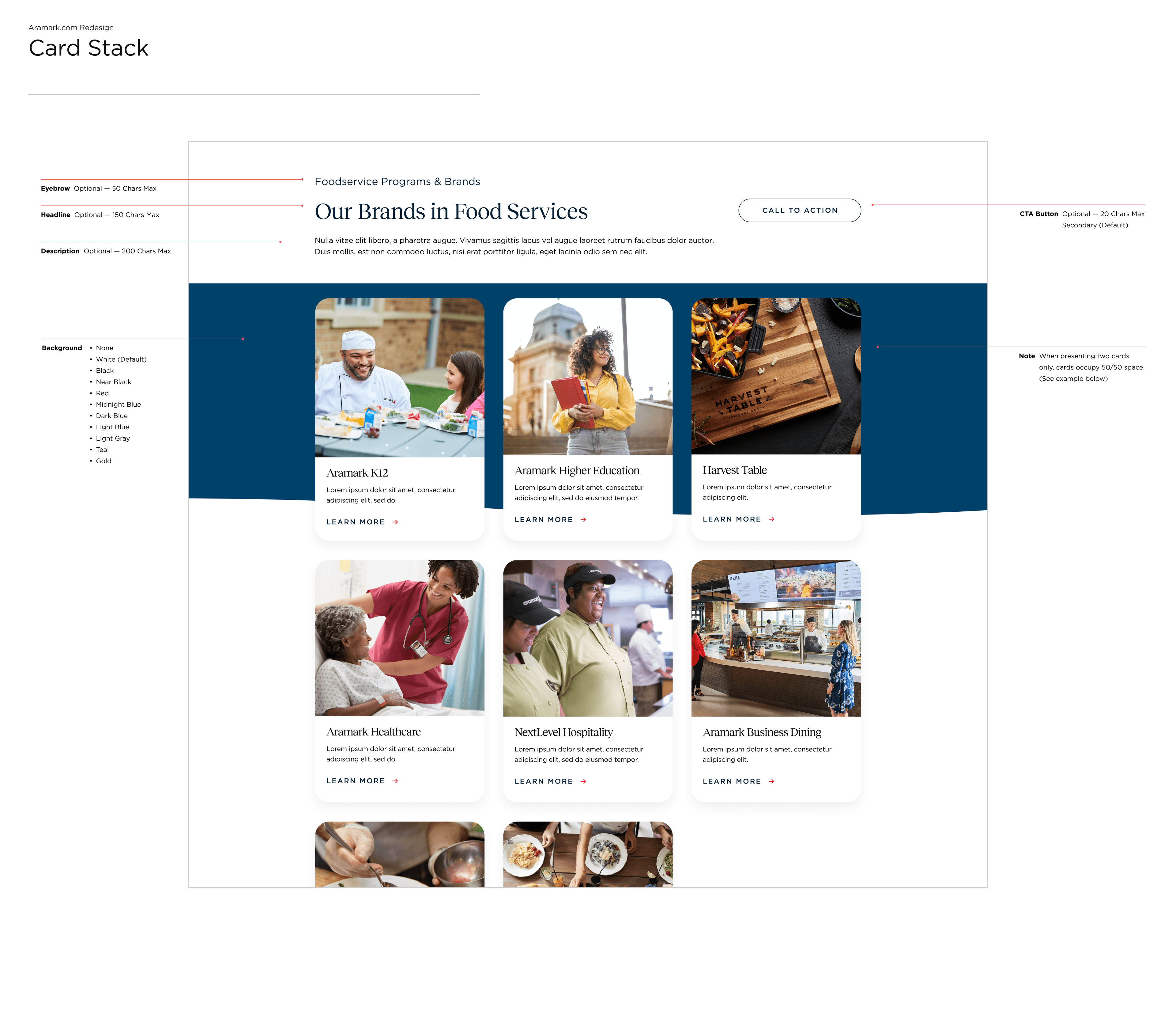 Aramark card stack authoring guidance