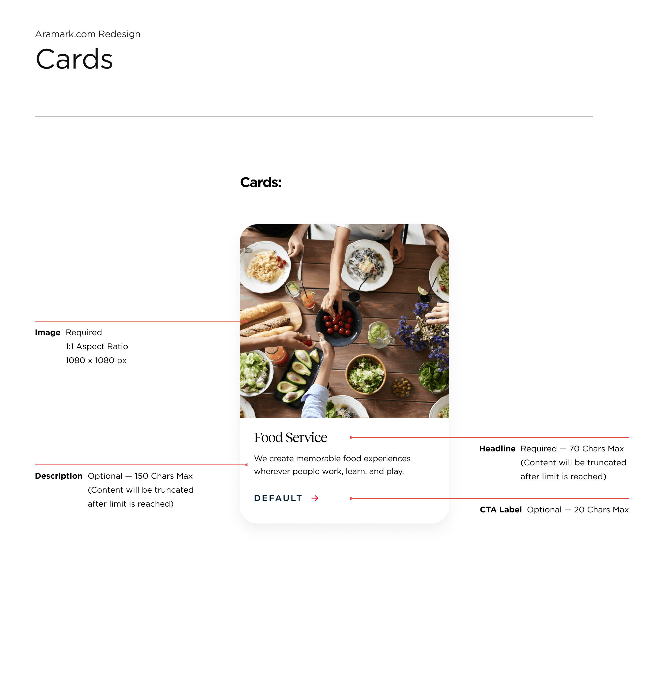 Aramark cards authoring guidance