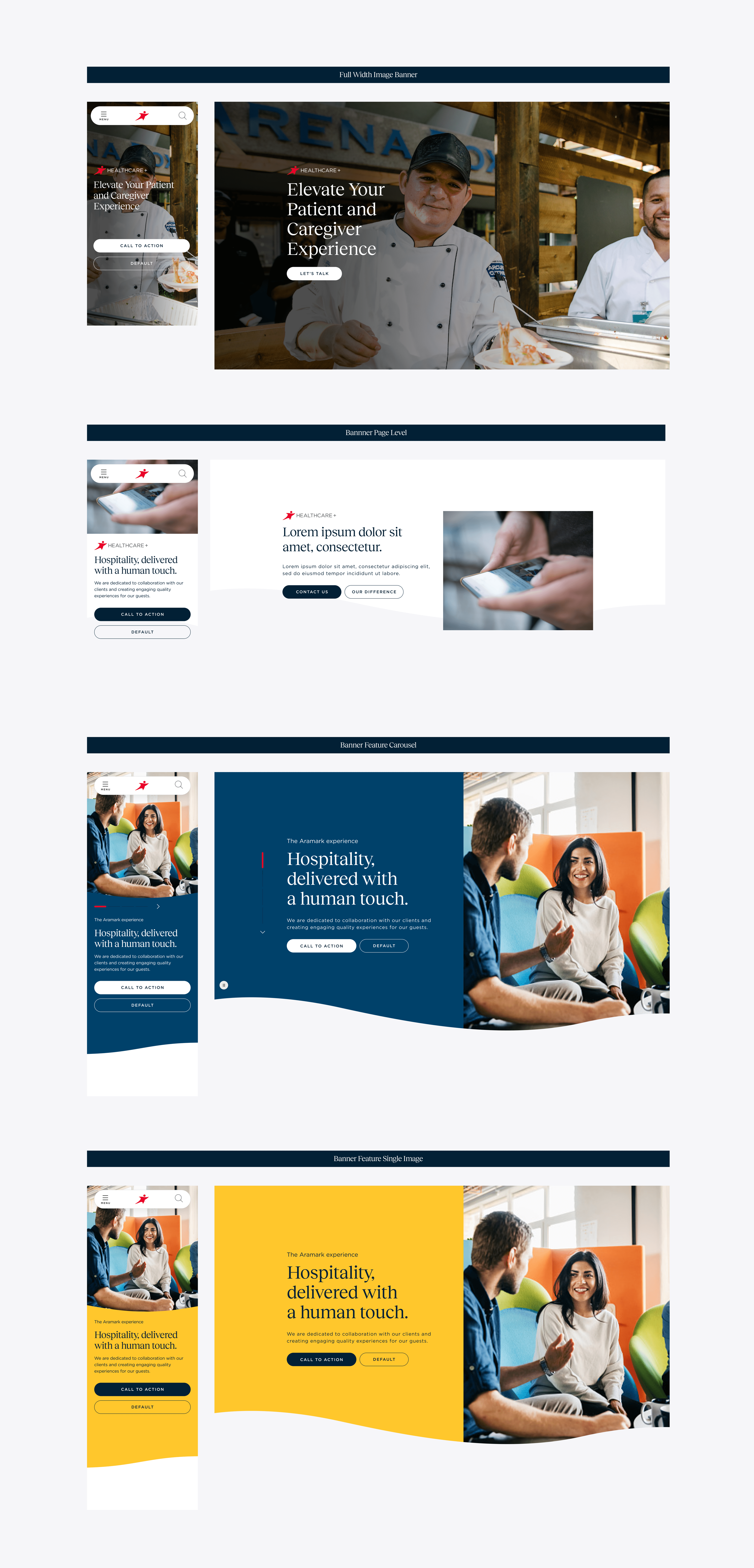 Aramark desktop and mobile hero designs