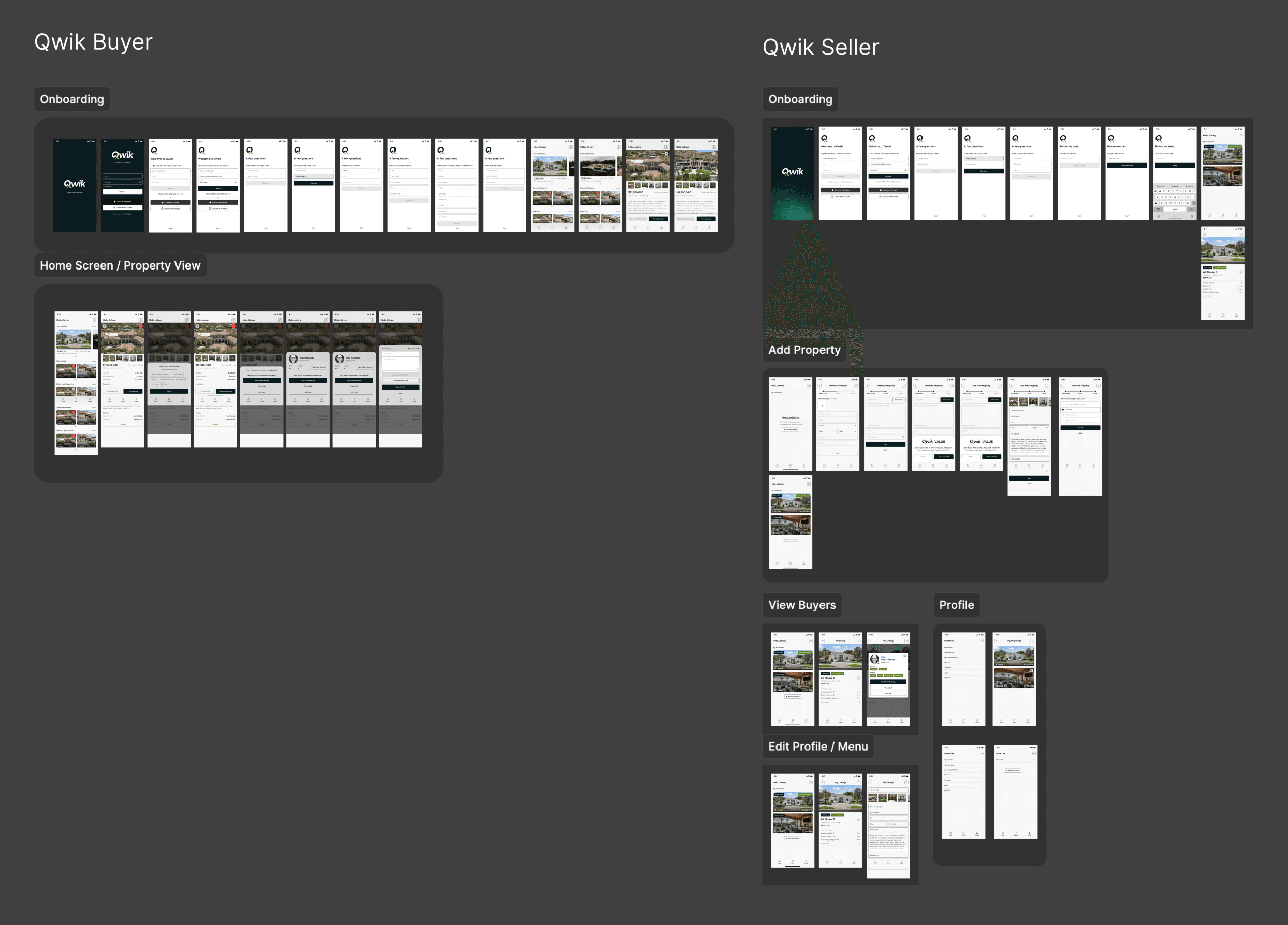 Qwik MVP screen comps